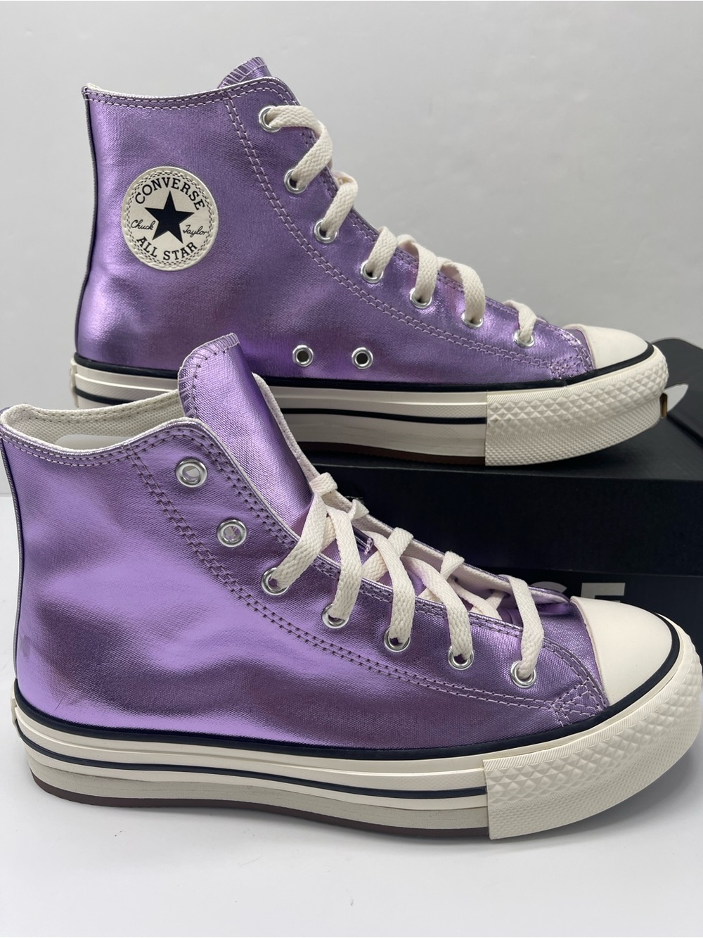 Converse CTAS EVA LIFT HI PURPLE/EGRET/BLACK A13449C Platform Sneakers